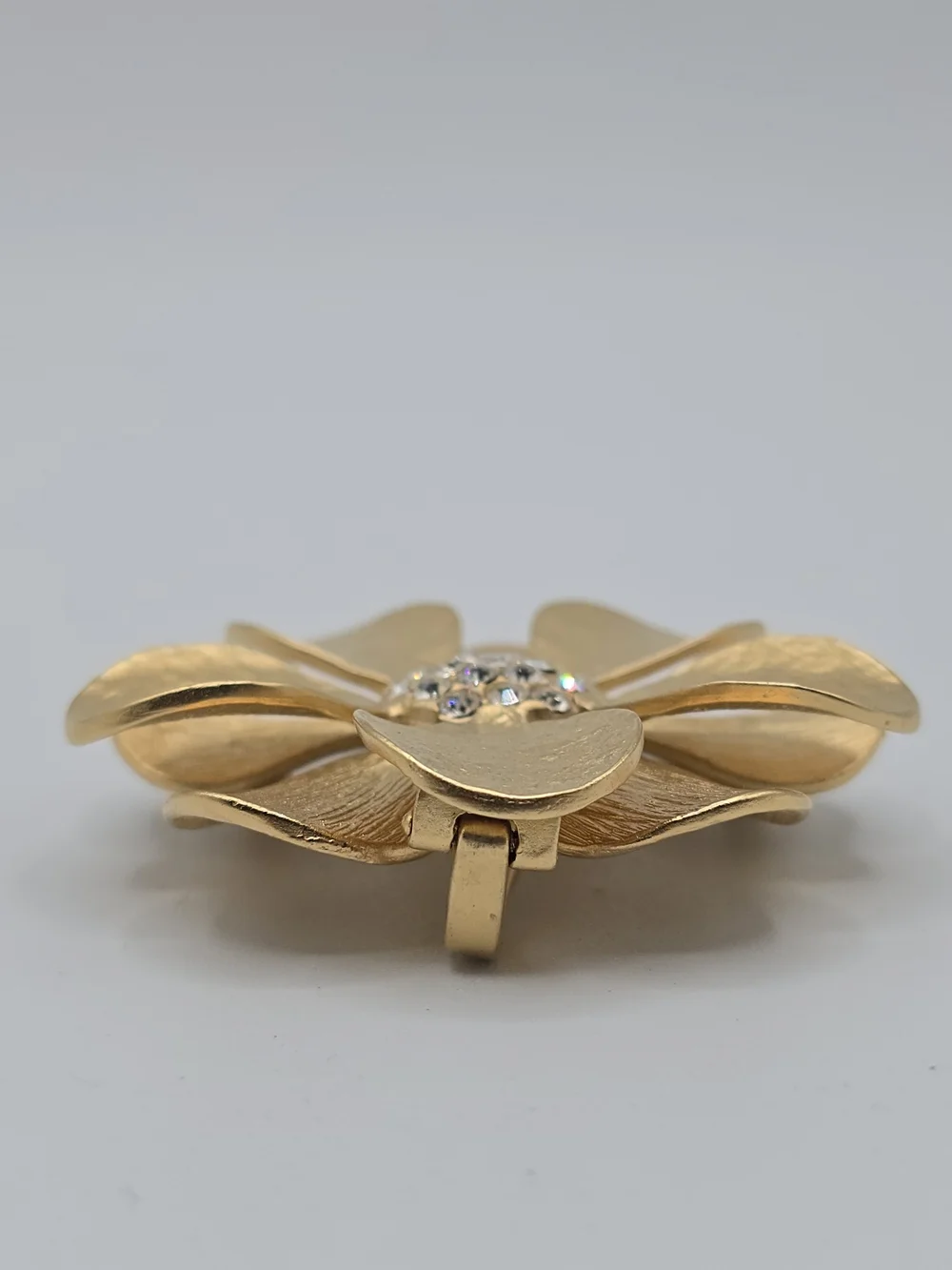 VTG Gold Tone Flower Brooch Pendant Enhancer Premier Designs Rhinestone Pin 2
